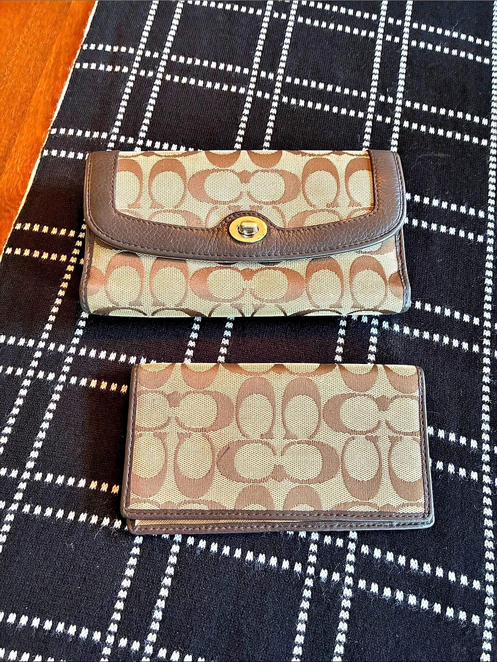 Coach vintage brown Signature C Turnlock Slim Envelope Wallet & Checkbook Cover